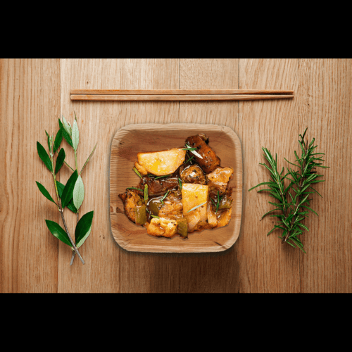Bosnal - Palm Leaf Biodegradable Bowls, 5 inch, Square