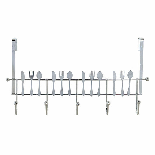 Door Coat Rack DKD Home Decor Silver Metal Plastic 34 x 17 x 9 cm-0