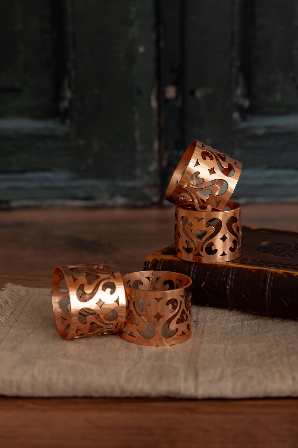 CMK Vintage Inspired Copper Napkin Rings set/4